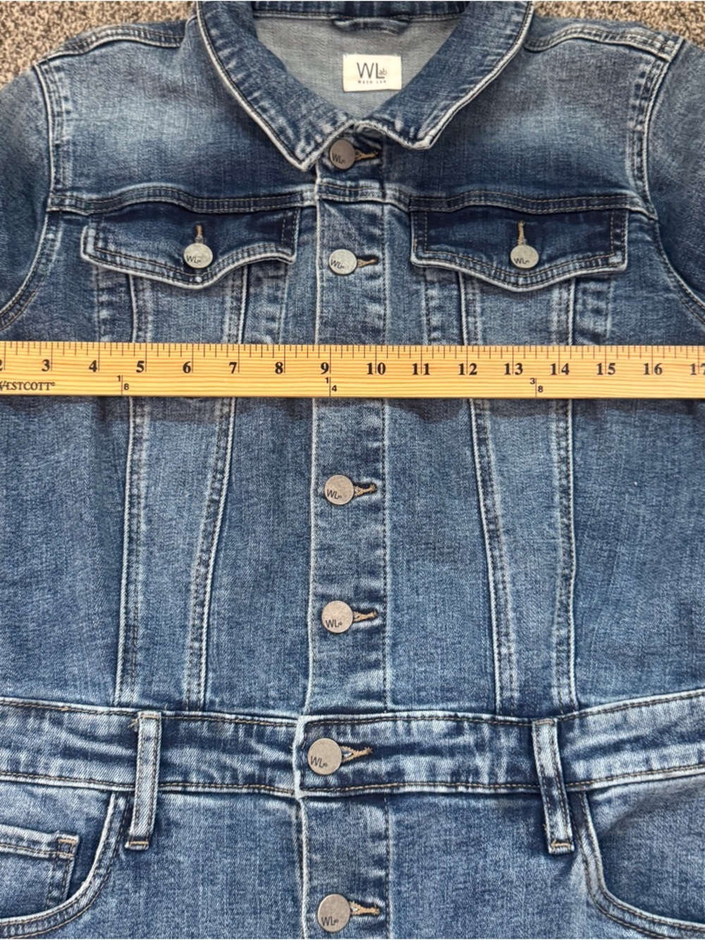 Wash Lab Denim Midi Dress Button Front Long Sleeve Jean Dress Size M - Picture 10 of 12